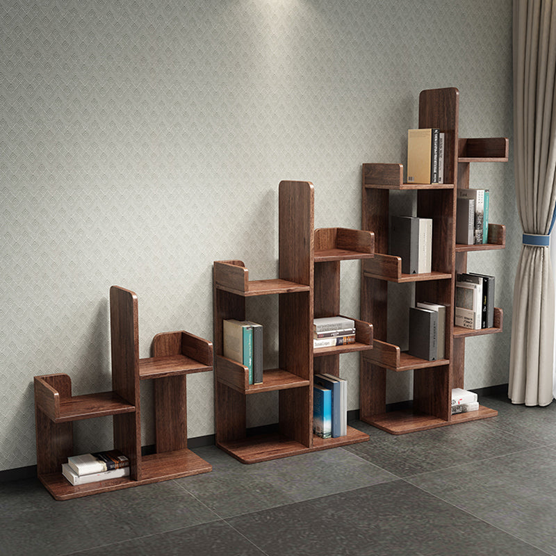 Modern Style Open Back Bookshelf Vertical Wooden Bookcase in Brown Clearhalo 'Bookcases' 'furn' 'furn_bookcases' 'Furniture' 'Office Furniture' 6715562