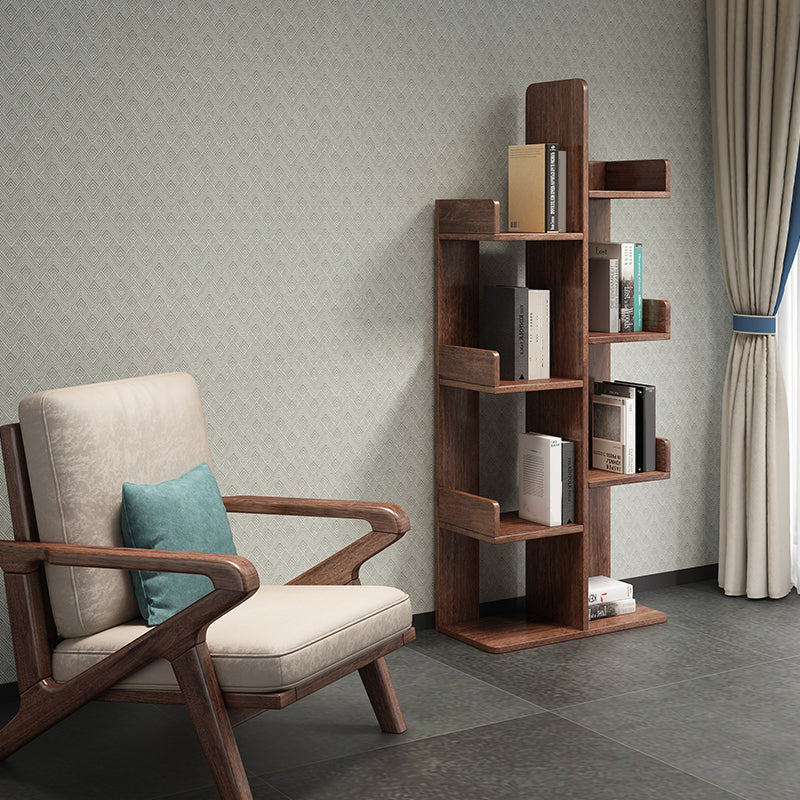 Modern Style Open Back Bookshelf Vertical Wooden Bookcase in Brown 26"L x 11"W x 30"H Clearhalo 'Bookcases' 'furn' 'furn_bookcases' 'Furniture' 'Office Furniture' 6715563