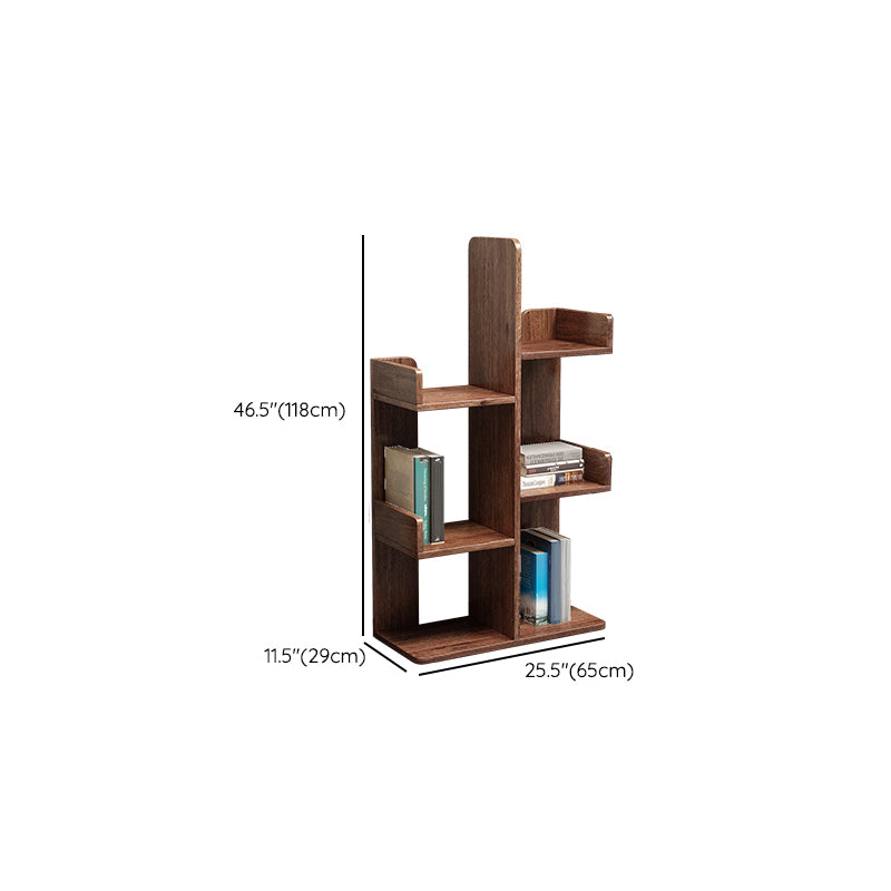 Modern Style Open Back Bookshelf Vertical Wooden Bookcase in Brown Clearhalo 'Bookcases' 'furn' 'furn_bookcases' 'Furniture' 'Office Furniture' 6715571