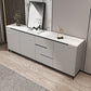 15.6-inch Width Contemporary Storage Chest Stone Dresser with 3 Drawers Light Gray Clearhalo 'Bedroom Furniture' 'Dressers & Chests' 'dressers_chests' 'furn' 'furn_dressers_chests' 'Furniture' 6716075
