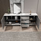 15.6-inch Width Contemporary Storage Chest Stone Dresser with 3 Drawers 78.7"L x 15.7"W x 33.5"H Light Gray Clearhalo 'Bedroom Furniture' 'Dressers & Chests' 'dressers_chests' 'furn' 'furn_dressers_chests' 'Furniture' 6716078