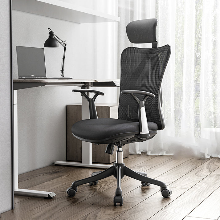 Silla de oficina de armas fijas altura moderna de altura de asiento ajustable con ruedas