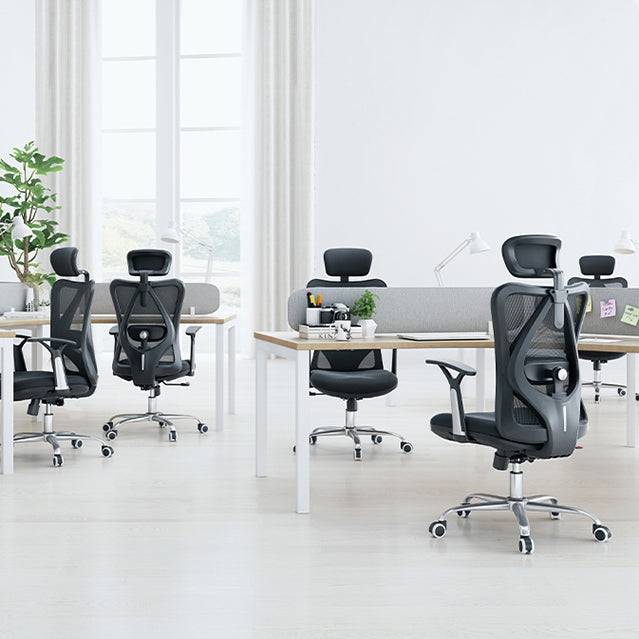 Silla de oficina de armas fijas altura moderna de altura de asiento ajustable con ruedas