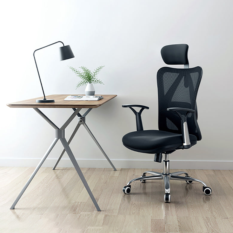 Silla de oficina de armas fijas altura moderna de altura de asiento ajustable con ruedas