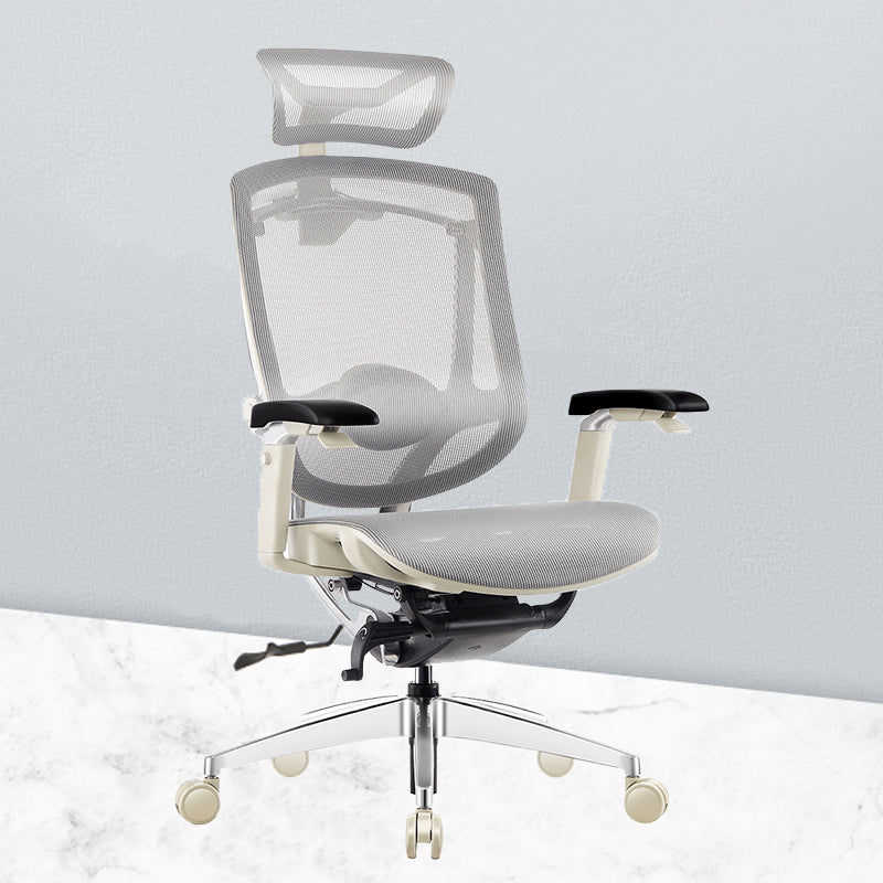 Removable Arms Office Chair Adjustable Seat Height Modern Swivel Chair with Wheels White 1 Piece Clearhalo 'furn' 'furn_office_chair' 'Furniture' 'Office Chairs' 'Office Furniture' 'office_chair' 6716548