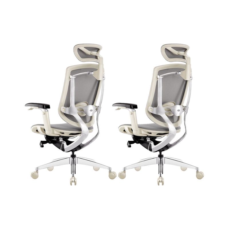 Removable Arms Office Chair Adjustable Seat Height Modern Swivel Chair with Wheels White 2 Piece Set Clearhalo 'furn' 'furn_office_chair' 'Furniture' 'Office Chairs' 'Office Furniture' 'office_chair' 6716549