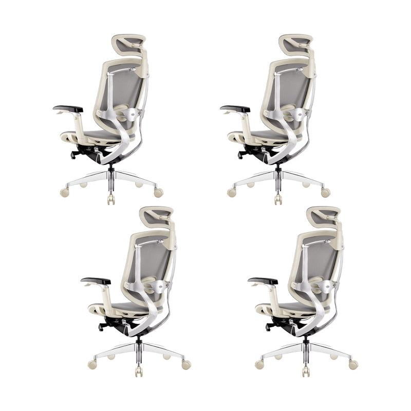 Removable Arms Office Chair Adjustable Seat Height Modern Swivel Chair with Wheels White 4 Piece Set Clearhalo 'furn' 'furn_office_chair' 'Furniture' 'Office Chairs' 'Office Furniture' 'office_chair' 6716552