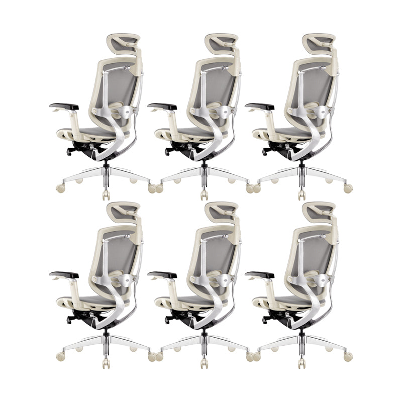 Removable Arms Office Chair Adjustable Seat Height Modern Swivel Chair with Wheels White 6 Piece Set Clearhalo 'furn' 'furn_office_chair' 'Furniture' 'Office Chairs' 'Office Furniture' 'office_chair' 6716554