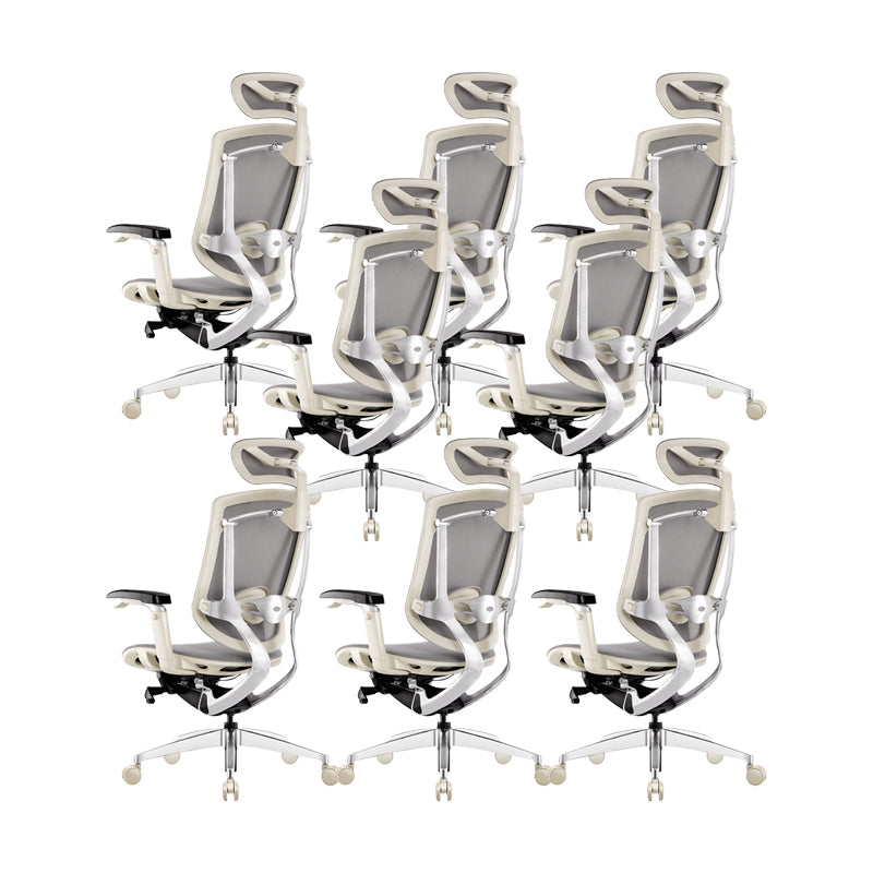 Removable Arms Office Chair Adjustable Seat Height Modern Swivel Chair with Wheels White 8 Piece Set Clearhalo 'furn' 'furn_office_chair' 'Furniture' 'Office Chairs' 'Office Furniture' 'office_chair' 6716556
