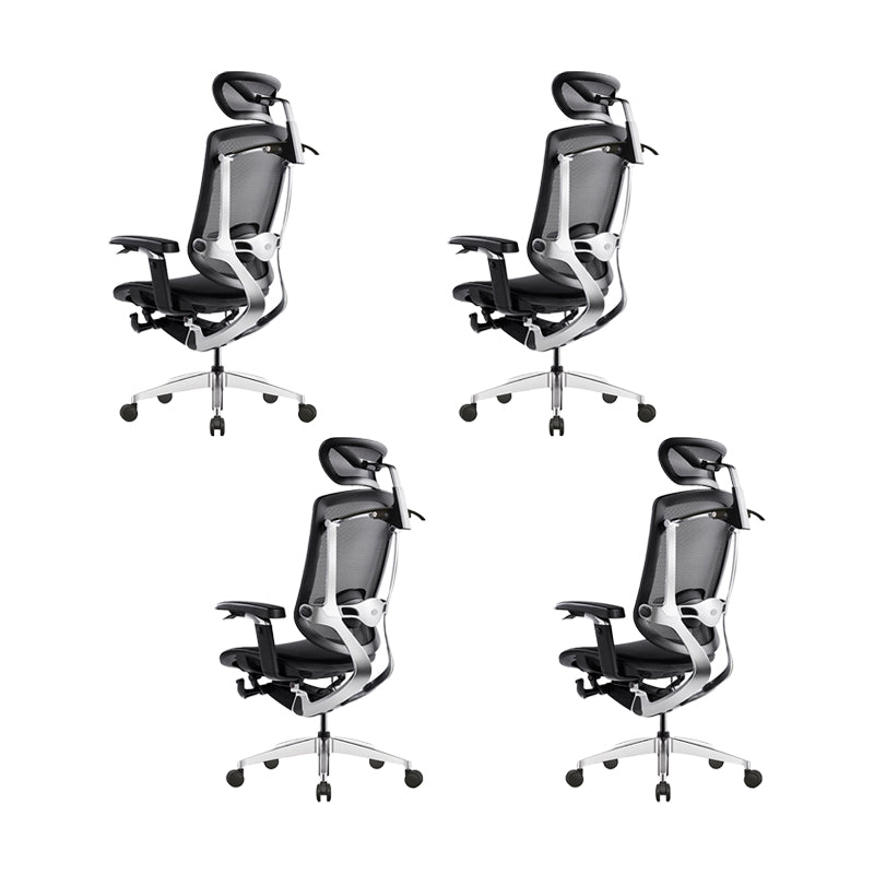 Removable Arms Office Chair Adjustable Seat Height Modern Swivel Chair with Wheels Black 4 Piece Set Clearhalo 'furn' 'furn_office_chair' 'Furniture' 'Office Chairs' 'Office Furniture' 'office_chair' 6716561