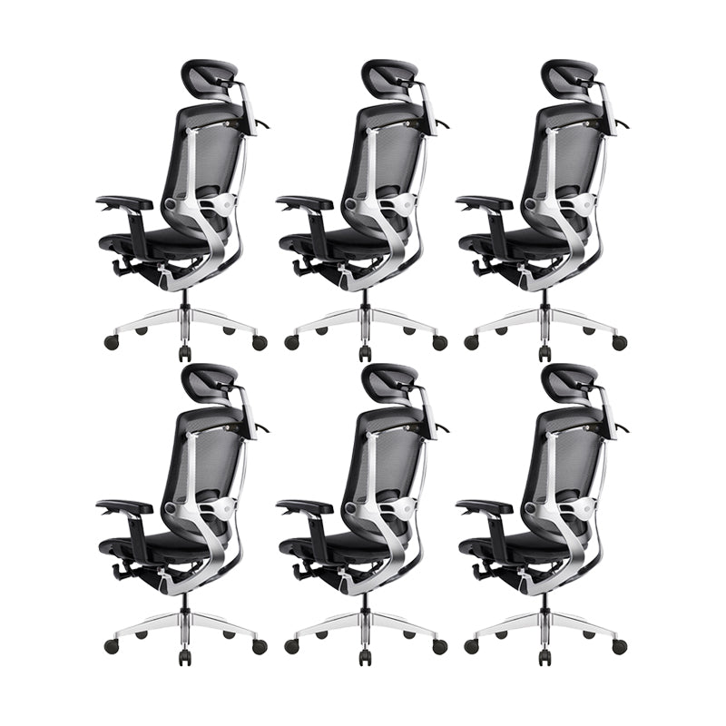 Removable Arms Office Chair Adjustable Seat Height Modern Swivel Chair with Wheels Black 6 Piece Set Clearhalo 'furn' 'furn_office_chair' 'Furniture' 'Office Chairs' 'Office Furniture' 'office_chair' 6716563