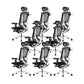 Removable Arms Office Chair Adjustable Seat Height Modern Swivel Chair with Wheels Black 8 Piece Set Clearhalo 'furn' 'furn_office_chair' 'Furniture' 'Office Chairs' 'Office Furniture' 'office_chair' 6716565