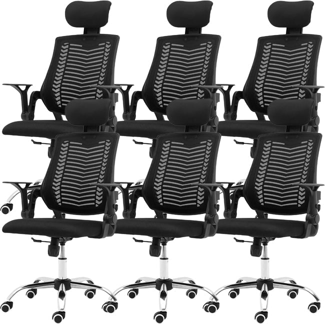 Contemporary Adjustable Arms Office Chair Mesh-back Task Chair for Office 6 Piece Set Clearhalo 'furn' 'furn_office_chair' 'Furniture' 'Office Chairs' 'Office Furniture' 'office_chair' 6716576