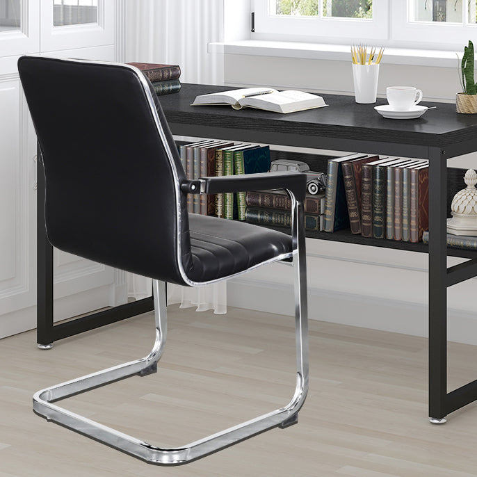 Silla de cuero de la oficina de la oficina de armas fijo contemporánea para la oficina