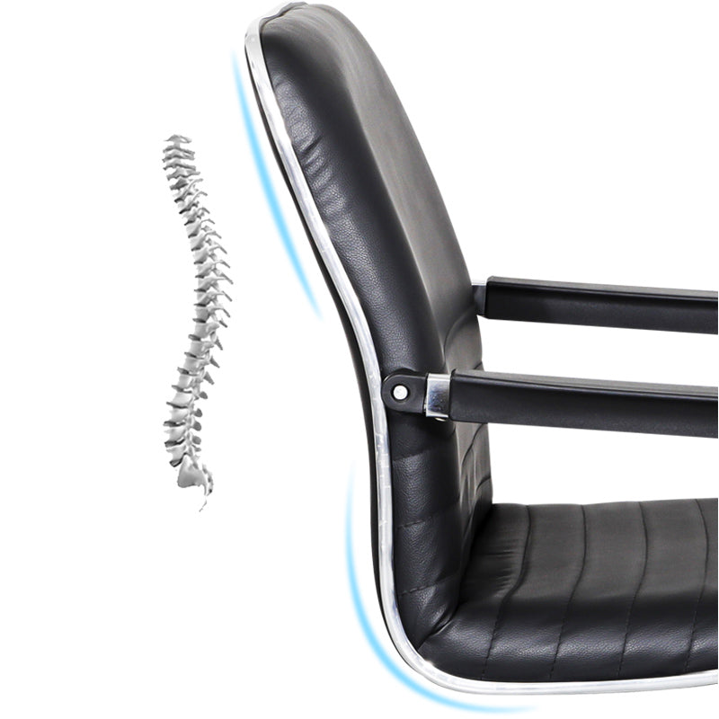 Silla de cuero de la oficina de la oficina de armas fijo contemporánea para la oficina