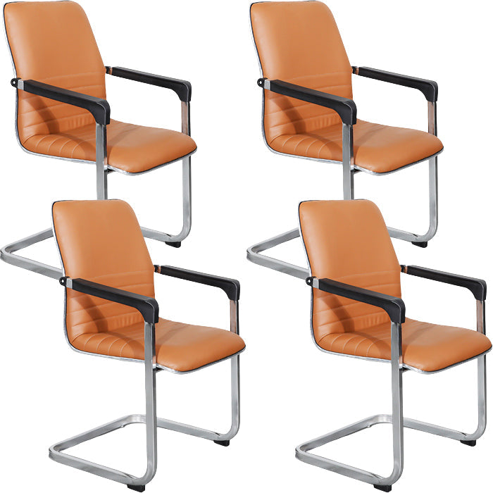 Silla de cuero de la oficina de la oficina de armas fijo contemporánea para la oficina