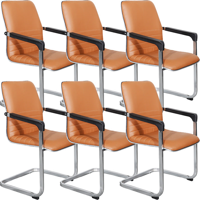 Silla de cuero de la oficina de la oficina de armas fijo contemporánea para la oficina