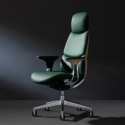 Chaise de bureau à bras fixes chaise pivotante de hauteur réglable en cuir moderne avec roues