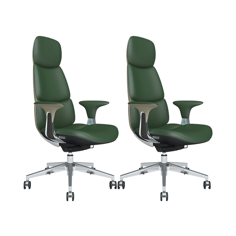 Chaise de bureau à bras fixes chaise pivotante de hauteur réglable en cuir moderne avec roues