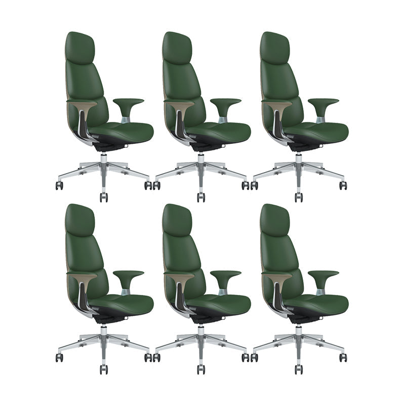 Chaise de bureau à bras fixes chaise pivotante de hauteur réglable en cuir moderne avec roues