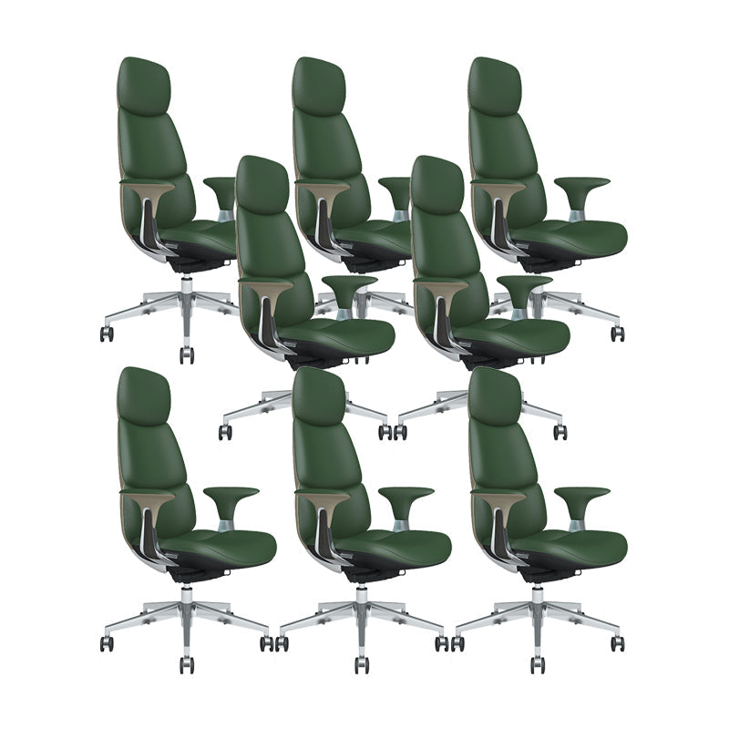 Chaise de bureau à bras fixes chaise pivotante de hauteur réglable en cuir moderne avec roues