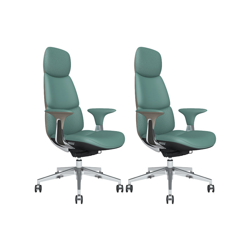 Chaise de bureau à bras fixes chaise pivotante de hauteur réglable en cuir moderne avec roues