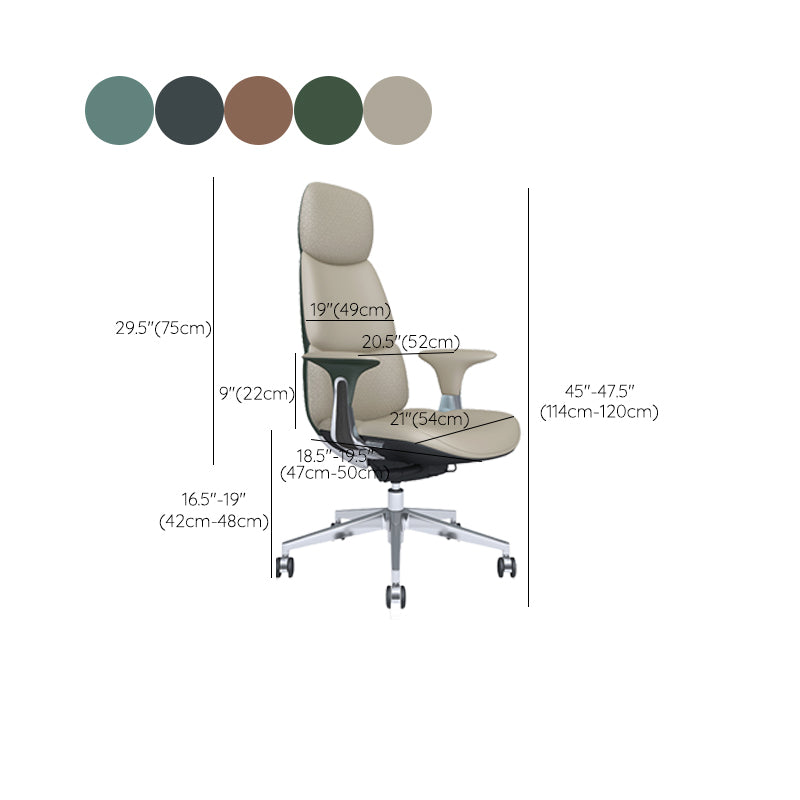 Chaise de bureau à bras fixes chaise pivotante de hauteur réglable en cuir moderne avec roues