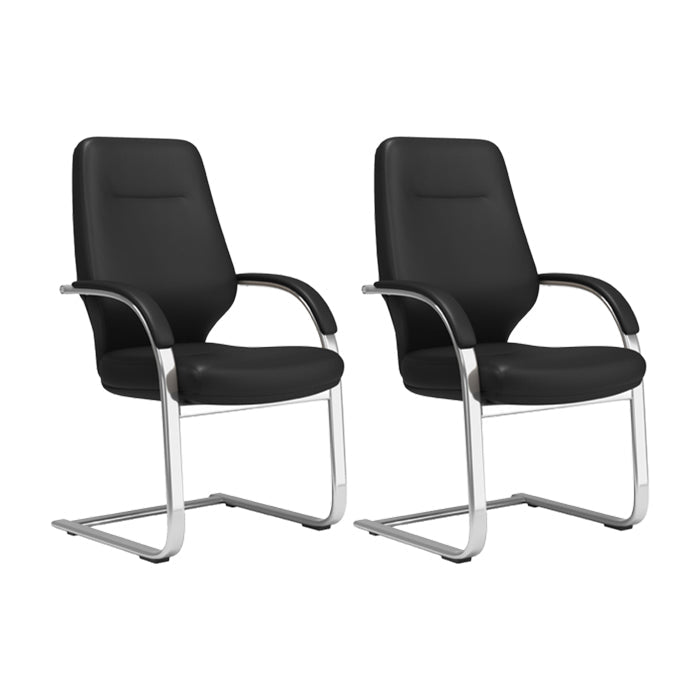 Chaise pivotante en cuir moderne Chaise de bureau ergonomique à bras fixes