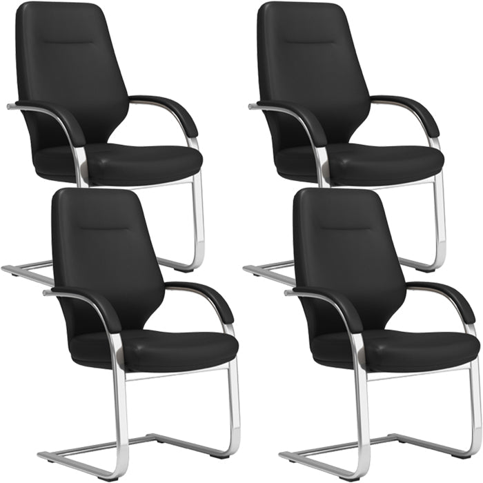 Chaise pivotante en cuir moderne Chaise de bureau ergonomique à bras fixes