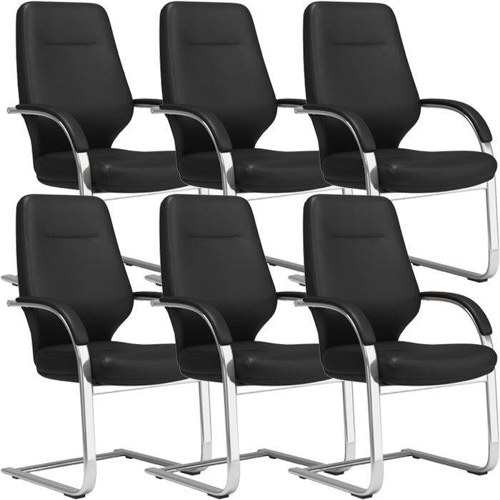 Chaise pivotante en cuir moderne Chaise de bureau ergonomique à bras fixes