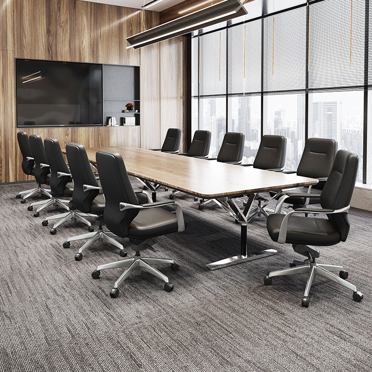 Chaise pivotante en cuir moderne Chaise de bureau ergonomique à bras fixes