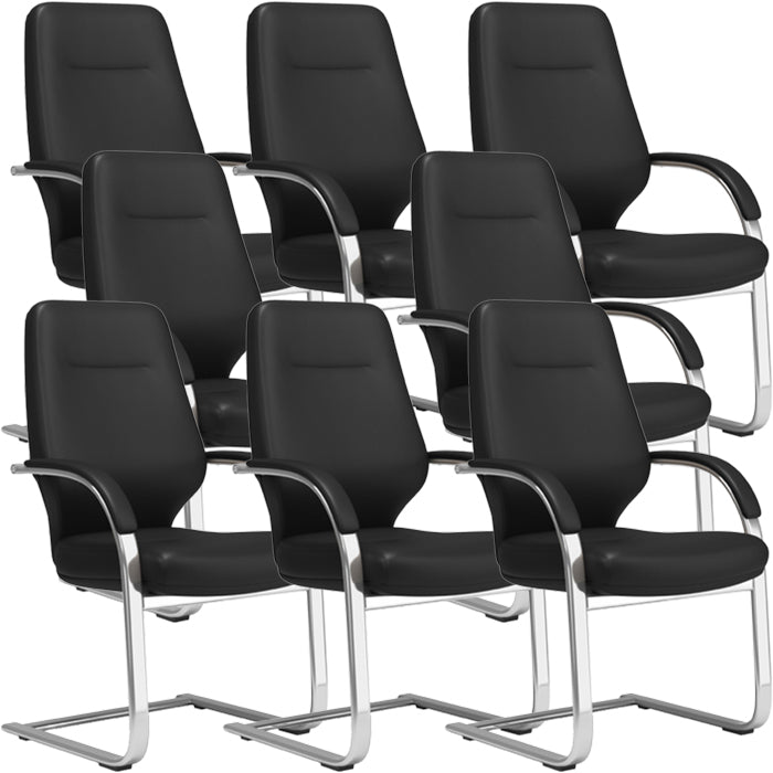 Chaise pivotante en cuir moderne Chaise de bureau ergonomique à bras fixes