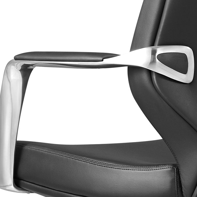 Chaise pivotante en cuir moderne Chaise de bureau ergonomique à bras fixes
