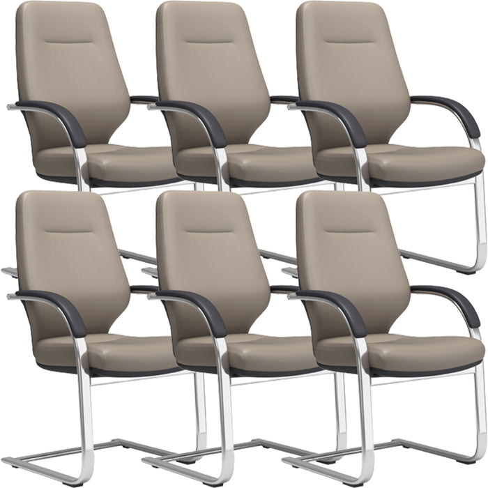 Chaise pivotante en cuir moderne Chaise de bureau ergonomique à bras fixes