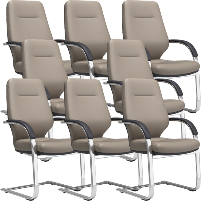 Chaise pivotante en cuir moderne Chaise de bureau ergonomique à bras fixes