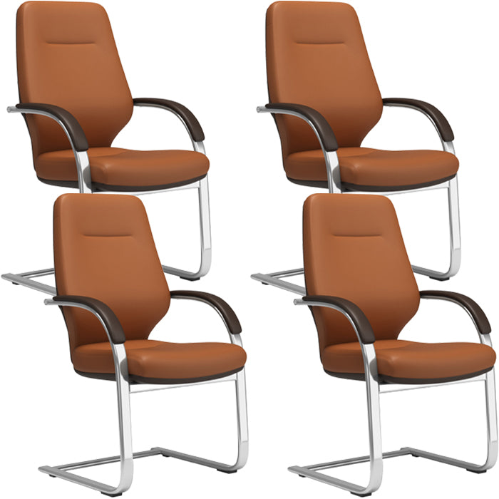 Chaise pivotante en cuir moderne Chaise de bureau ergonomique à bras fixes