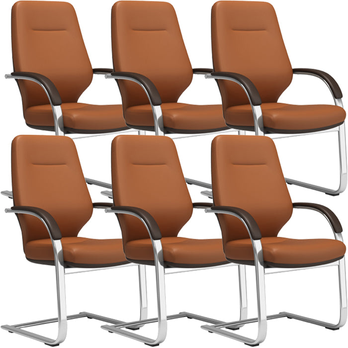 Chaise pivotante en cuir moderne Chaise de bureau ergonomique à bras fixes