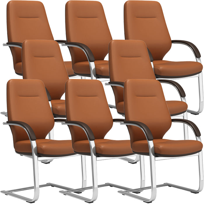 Chaise pivotante en cuir moderne Chaise de bureau ergonomique à bras fixes