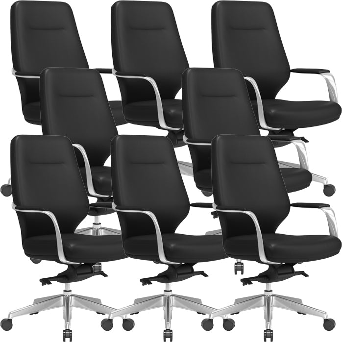 Chaise pivotante en cuir moderne Chaise de bureau ergonomique à bras fixes