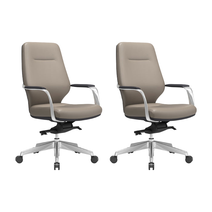 Chaise pivotante en cuir moderne Chaise de bureau ergonomique à bras fixes