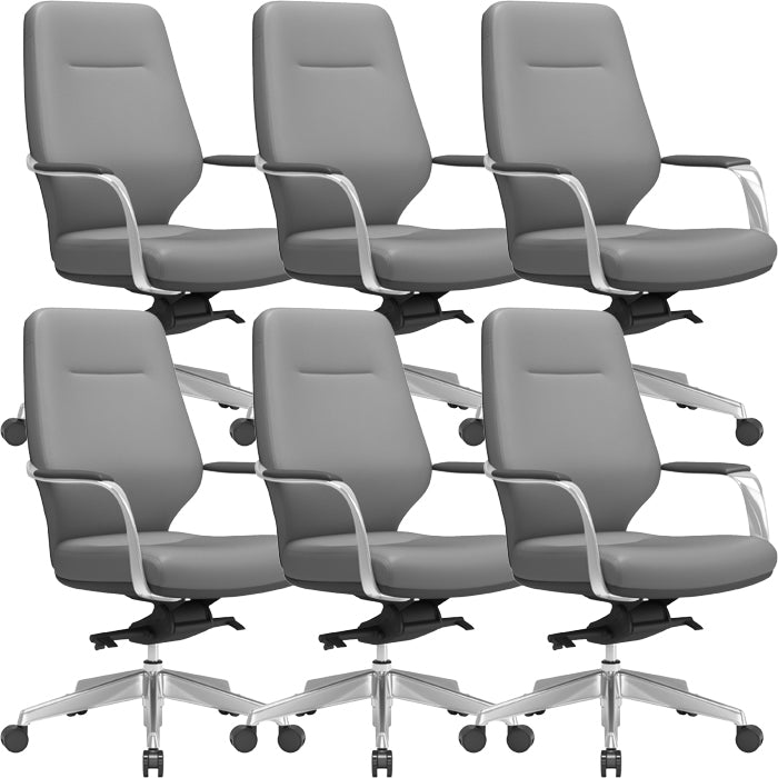 Chaise pivotante en cuir moderne Chaise de bureau ergonomique à bras fixes