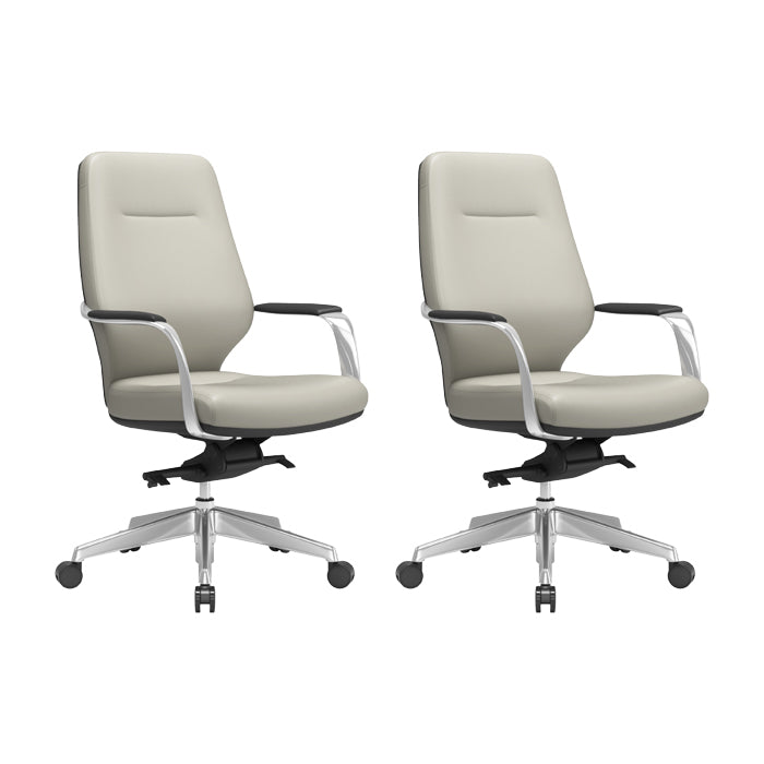 Chaise pivotante en cuir moderne Chaise de bureau ergonomique à bras fixes