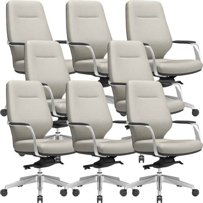 Chaise pivotante en cuir moderne Chaise de bureau ergonomique à bras fixes