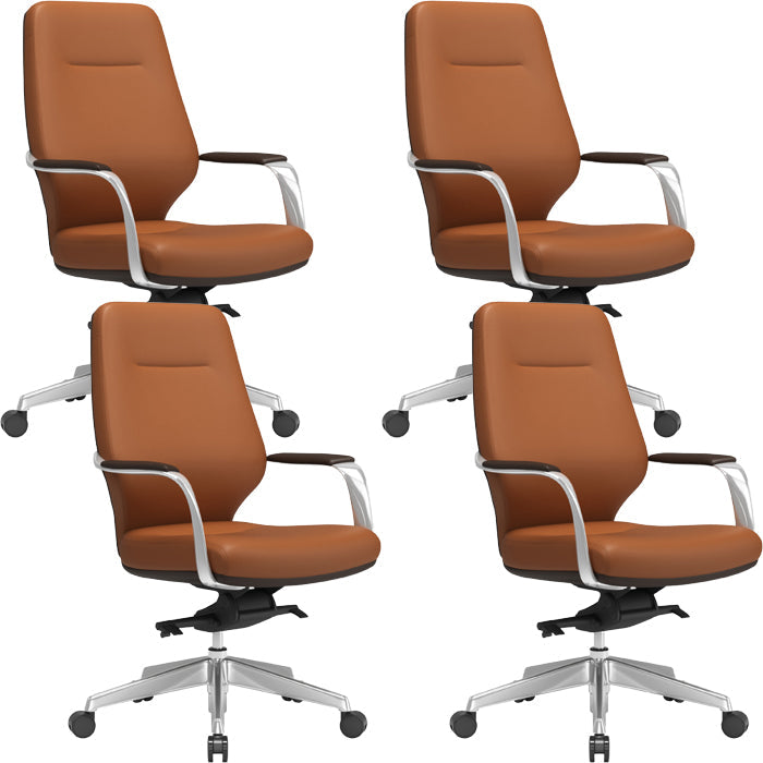 Chaise pivotante en cuir moderne Chaise de bureau ergonomique à bras fixes