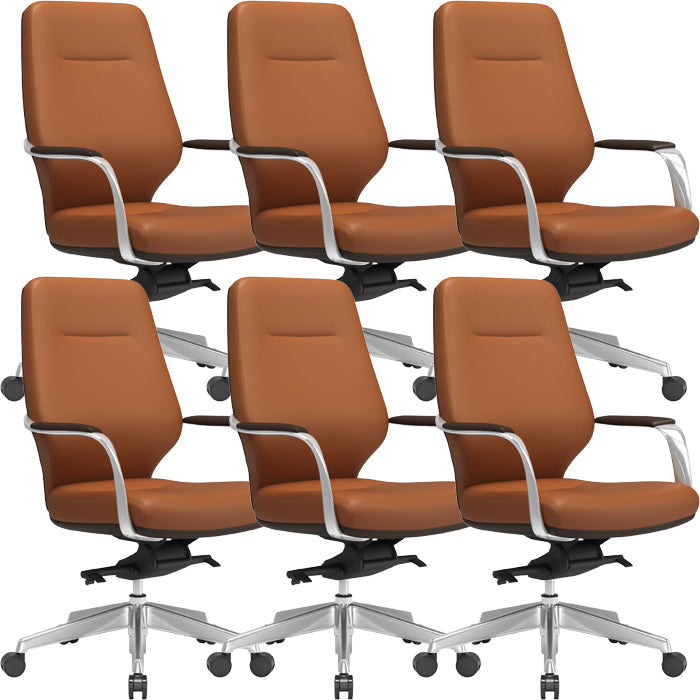 Chaise pivotante en cuir moderne Chaise de bureau ergonomique à bras fixes