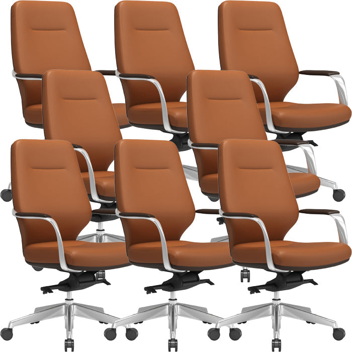 Chaise pivotante en cuir moderne Chaise de bureau ergonomique à bras fixes