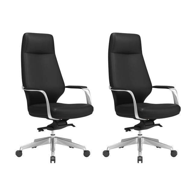 Chaise pivotante en cuir moderne Chaise de bureau ergonomique à bras fixes