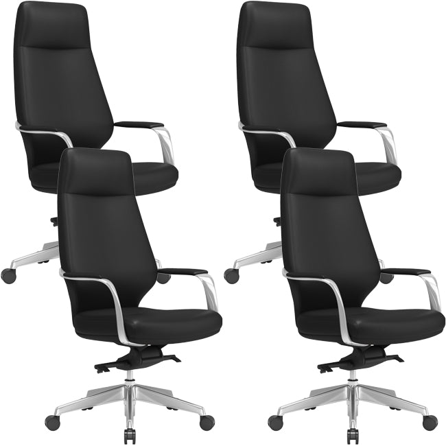 Chaise pivotante en cuir moderne Chaise de bureau ergonomique à bras fixes