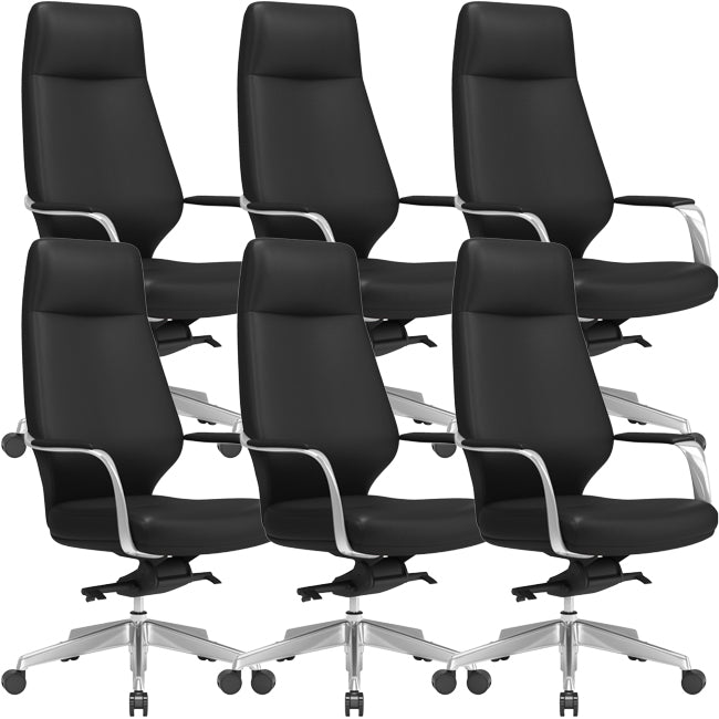 Chaise pivotante en cuir moderne Chaise de bureau ergonomique à bras fixes