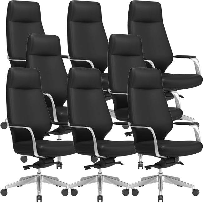 Chaise pivotante en cuir moderne Chaise de bureau ergonomique à bras fixes